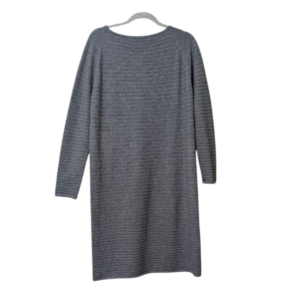 Lafayette 148 New York wool ribbed knit shift dress dark nickel size Medium Flaw - Picture 2 of 8